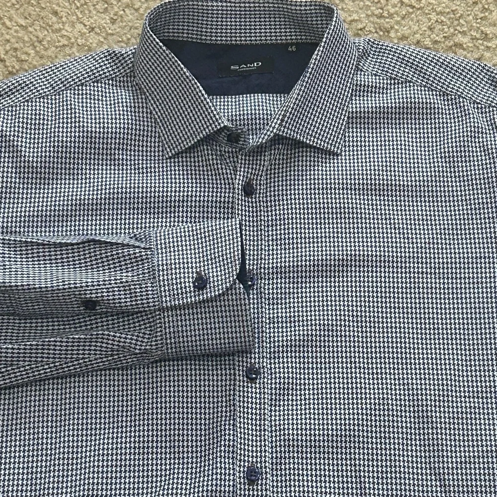 Sand Copenhagen Men’s Size 46 Houndstooth Check Shirt - Picture 6 of 6